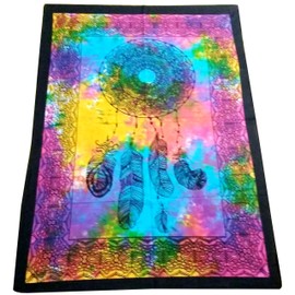 Purpledip Cotton Wall Poster Beach Throw 'Dreamcatcher': Bohemian Wall Hanging Tapestry (20028)