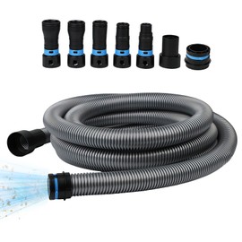 Qivine Shop Vac Hose 20FT, Wet/Dry Dust Collection Hose, Rigid Shop Vacuum Hose with 6 Adapters for Woodworking Power Tool & Sander, Compatible with Dewalt DW6182, Ridgid R8606B, Bosch