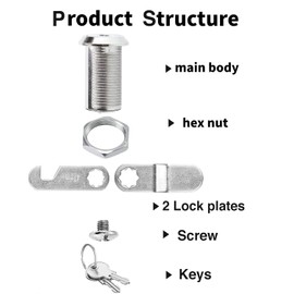 Sartatue Cabinet Cam Locks Keyed Alike, 1-1/8'' Fits on 7/8'' Max Door Thickness, Secure File Drawer Mailbox RV Storage Replacement Set, Zinc Alloy (1-1/8 Inch 10Pcs)
