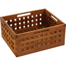 AquaTeak Grate Medium Size Teak Storage Bin