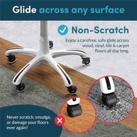 Lifelong Office Chair Wheels Replacement Rubber Chair Casters for Hardwood Floors, Set of 5, Heavy Duty Office Chair Desk Casters for Chairs to Replace Office Chair-Universal Fit