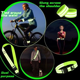 Taski Reflective Fluorescent Shoulder Safety Belt Arm Waist Band Belt for Walking, Jogging, Running, Walking, Night, Stretchable, Adjustable Length (1 Tuski)