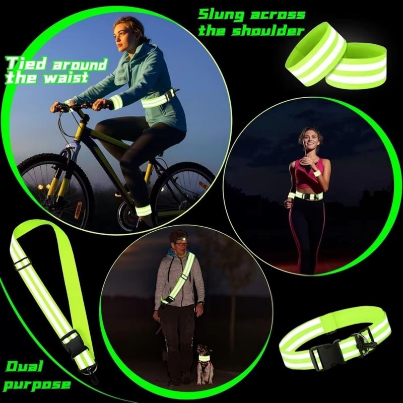 Taski Reflective Fluorescent Shoulder Safety Belt Arm Waist Band Belt