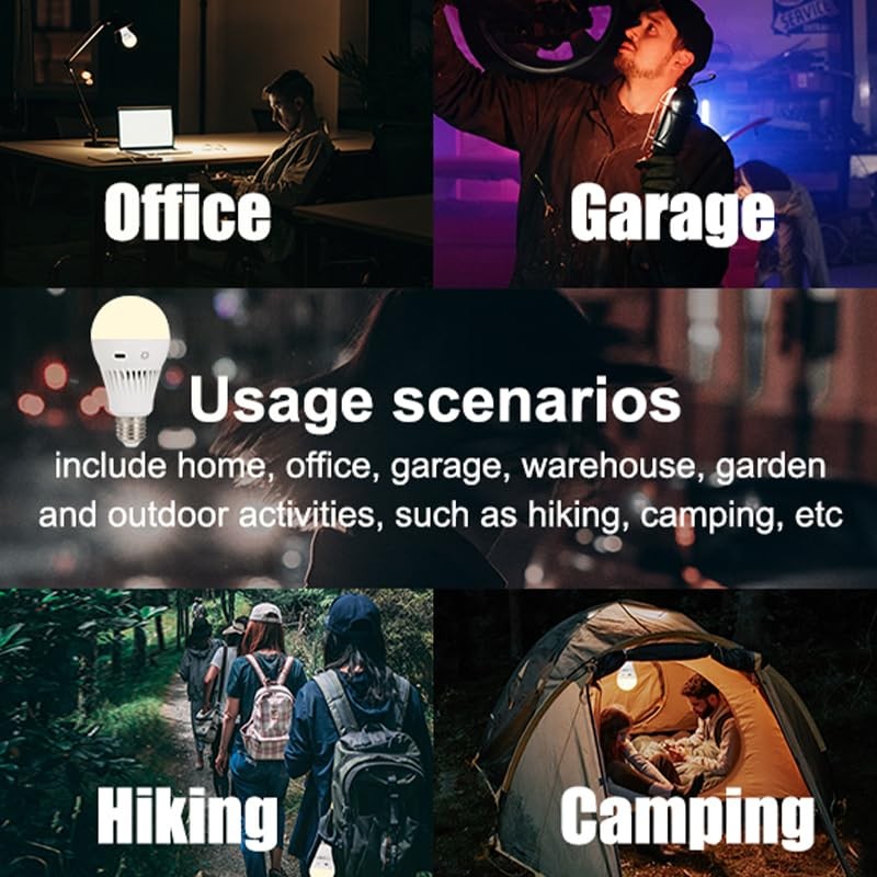 Rechargeable Light Bulbs with Remote, 3 Colors Shift + Dimmable