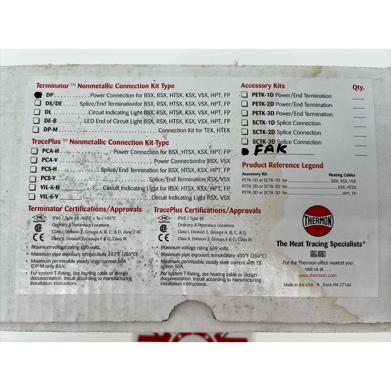 Thermon Kit Terminator DP-FAK Power Connection 23388 Made In USA