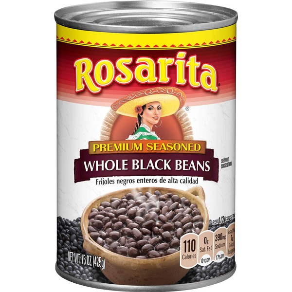 Rosarita Whole Black Beans, 15 oz, 12 Pack