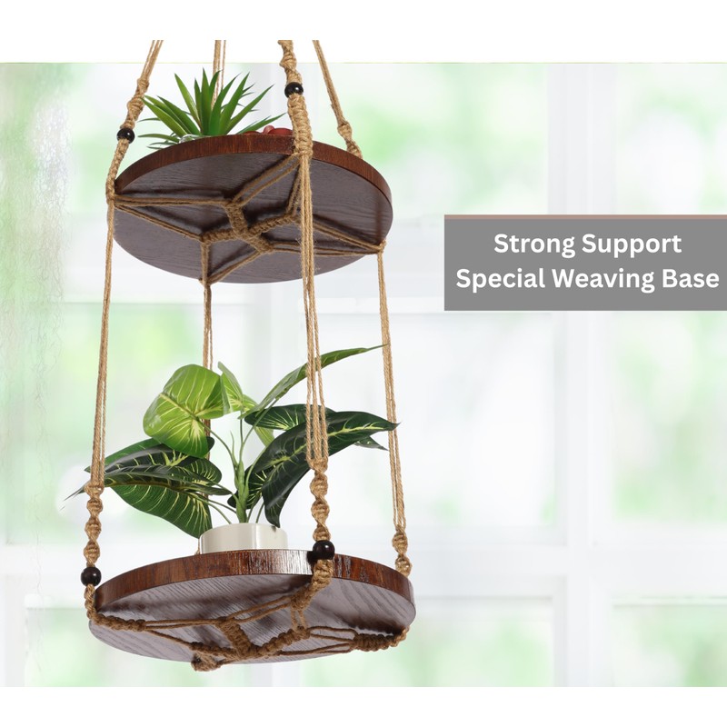 Shineloha 2 Tier Macrame Plant Hanger | Plant Hanger Indoor,