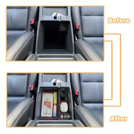 TACORBO Center Console Organizer Compatible with Nissan Frontier 2022-2023 2024 2025 Accessories, Pickup Truck Armrest Secondary Storage Box ABS Insert Glove Box Tray, Red Trim