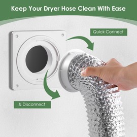 Fosenlion Dryer Vent Wall Plate with Quick Connect & Disconnect, Twist Lock Dryer Vent Connector Kit, 4 Inch Dryer Duct Connector Flange, for Wall Exhaust Vent, Ceiling or Warmhouse Air Circulation