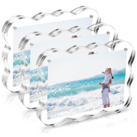 EZMeetU Acrylic Picture Frames 3 Pack, 4×6 In Magnetic Picture Photo Frames, Clear Frameless Photo Display Freestanding,Double Sided Picture Frame Gift for Desk Desktop Home Office Decor,UV Protection
