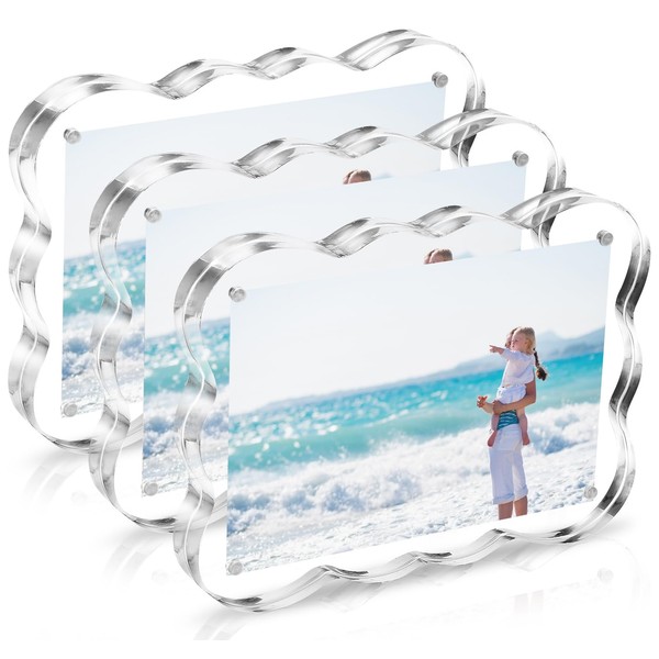 EZMeetU Acrylic Picture Frames 3 Pack, 4×6 In Magnetic Picture