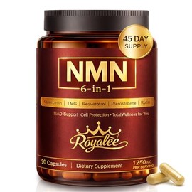 Suplemento NMN NAD 6 en 1 de 1250 mg - Mejorado con resveratrol, pterostilbeno, quercetina y TMG | Soporte y optimizador de NAD+ para energía celular,