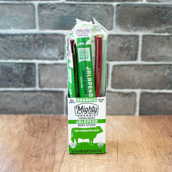 Mighty Organic 100% Grass-Fed Organic Beef Sticks, Jalapeno Beef Jerky