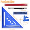 pangdapengpeng 180 mm Multifunctional Carpenter's Square, Protractor with Carpenter's Pencils