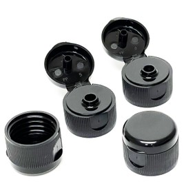 nicebottles Flip Top Screw Caps, 24/414, Black - Pack of 36 - Compatible with nicebottles 5oz & 10oz Woozy/Hot Sauce Bottles