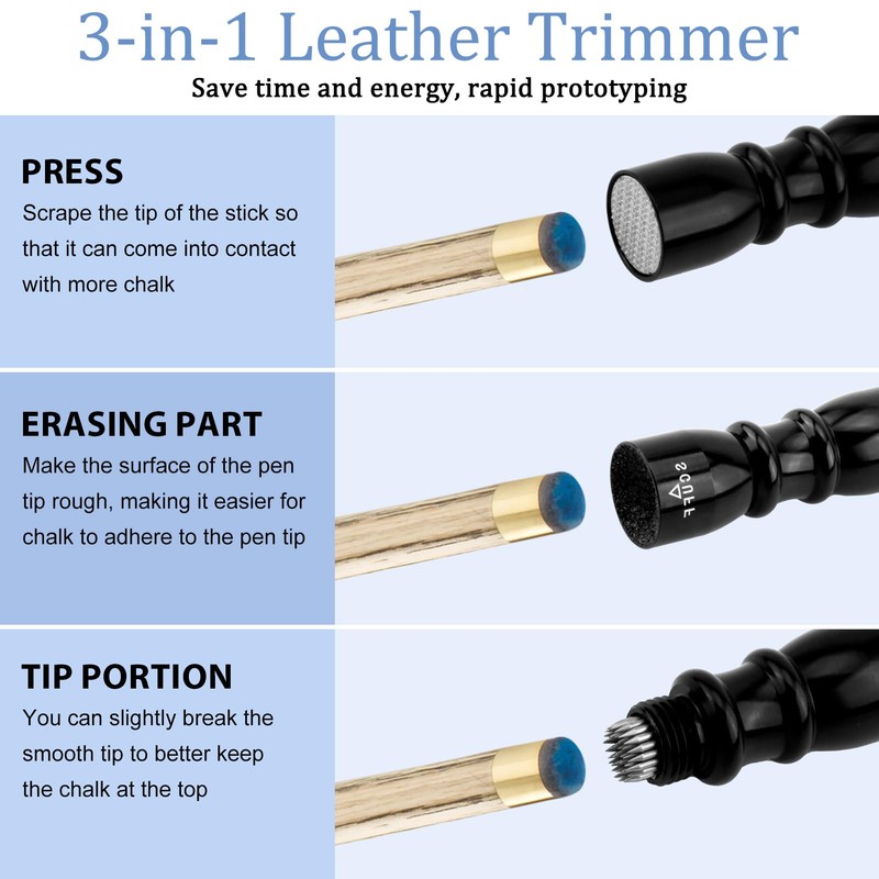 Cue Tip Shaper 3 in 1 Pool Cue Accessories Professional
