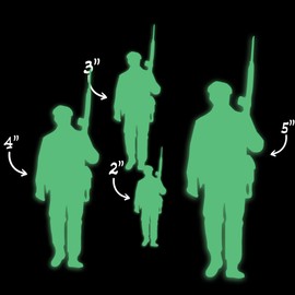 Soldier Silhouette Army Ranger Style 3 Glow in The Dark Sticker Decal for Phone Tablet Laptop Car Truck Window | 4" Sticker | Green