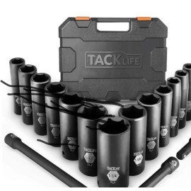 TACKLIFE Complete 1/2-Inch Drive Deep Impact Socket Set, Metric, CR-V, 6 Point