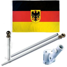Trade Winds Germany Eagle 3 x 5 FT Flag w/ 6-Ft Spinning Flag Pole + Bracket (Tangle Free)