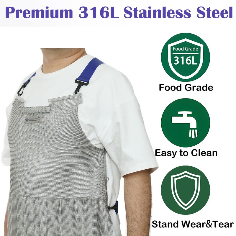 RETON-PPE Chainmail Apron for Butcher,Heavy Duty Butcher Apron,Food Grade Cut