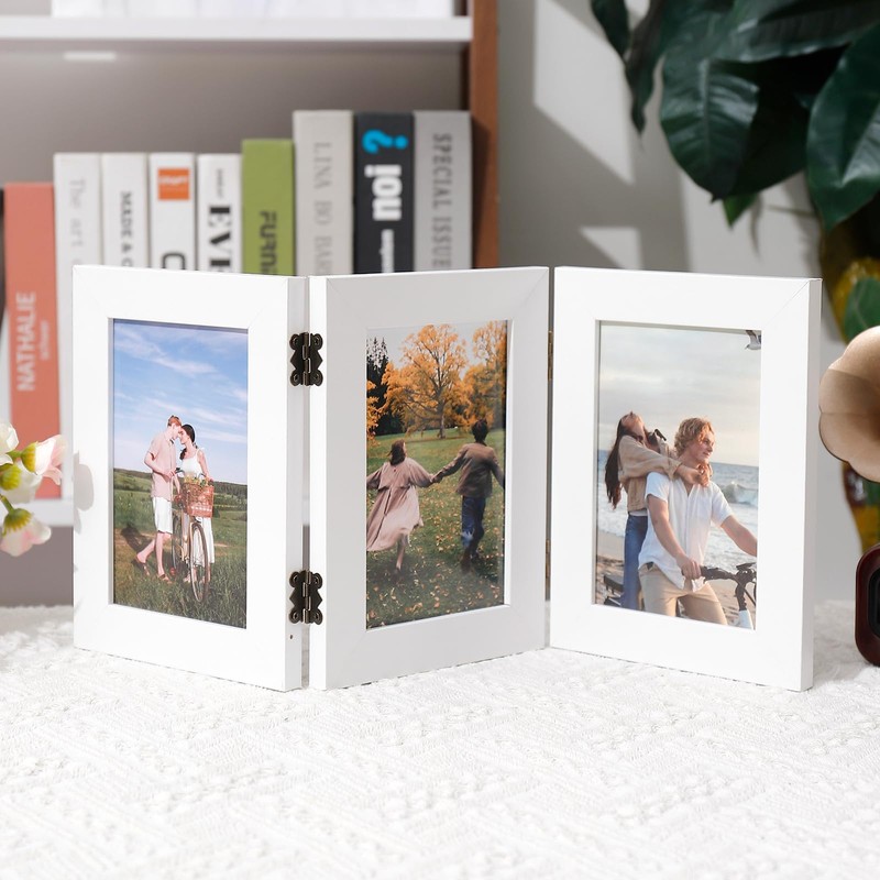 Gmllary 4x6 Three Picture Frames Hinged Folding Photo Frames Vertical