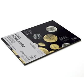 Winsor & Newton 6694008 Mixed Media Coloured Paper in Pad, 25 Sheets of Black Heavy Paper 200 g/m�, 100% Acid , Archival Quality, Suitable for Wet and Dry Painting Techniques - DIN A4