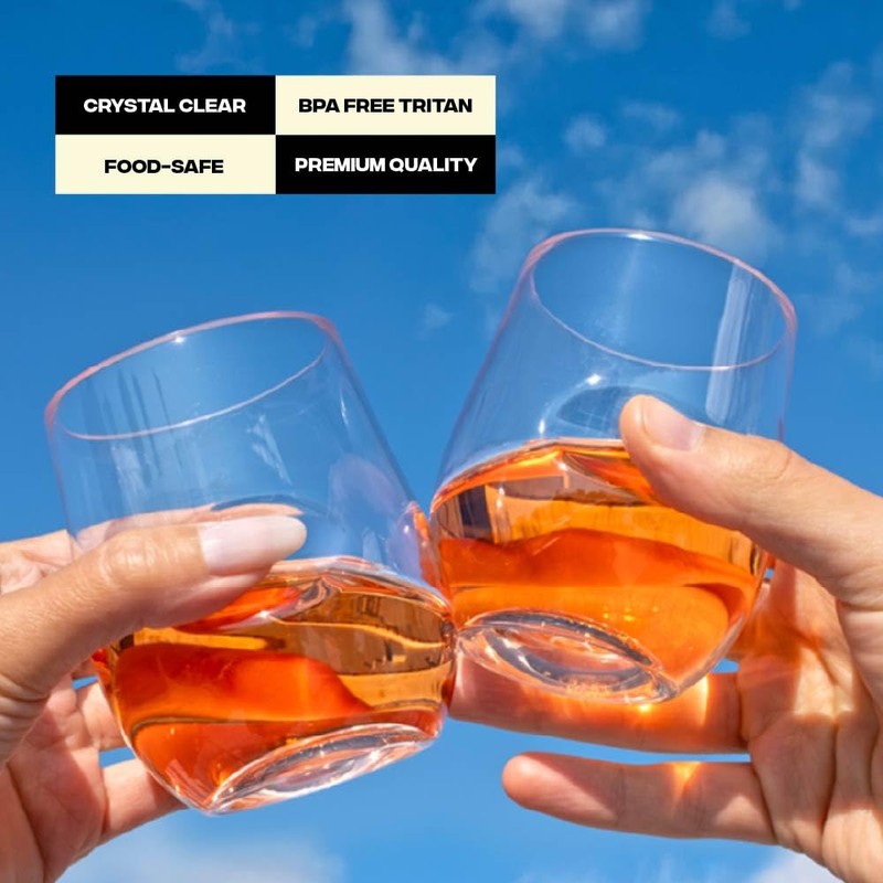 Unbreakable Stemless Wine Glass – Set of 4, 16oz, Dishwasher