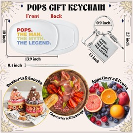 R HORSE Dad Grilling Platter Gift - Pops Grill Platter Gift Set with Keychain, Dad BBQ Serving Tray Plate Dishes for Salad Dessert Charcuterie Father’s Day Christmas Birthday Gift for Dad Grandpa Men