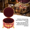 Vintage Metal Jewelry Box Round Exquisite Hand Carved Gold Flower