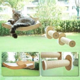 LOVMIOAW Cat Window Perch, Cozy Cat Window Hammock for Indoor Cats with 2 Pack of Sisal Window Shelf - for Sunbathing, Napping & Overlooking