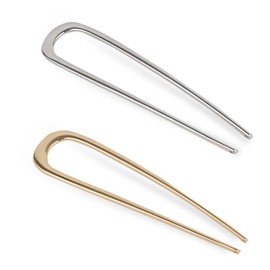 JZS Hair Pins, French Twist Simple French Hair Barrettes Women Metal Gold and Silver