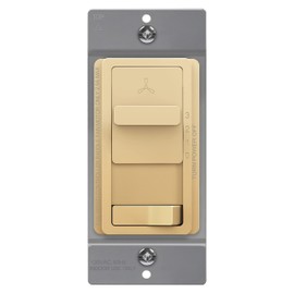 TOPGREENER Kalide Light Switch and 3-Speed Ceiling Fan Control Combo, in Wall Light and Fan Combination Switch, Single Pole, 2.5A, 720W, Neutral Wire Not Required, TGSFS3-GD, Gold