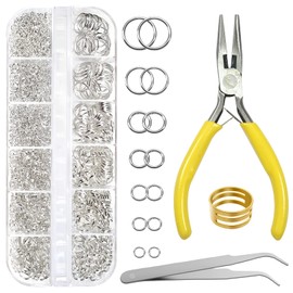 TOAOB 1275pcs Open Jump Rings Jewelry Connector Rings Jewelry Findings Kit with Pliers for Jewelry Making