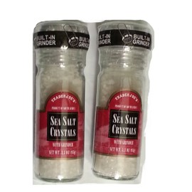 Trader Joe's Sea Salt Crystals with Built-in Grinder 3.3 Ounce 2 Bottles