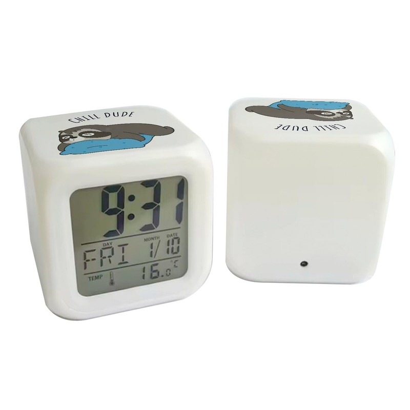 Fabulous Chill Dude Alarm Clock Cube Illuminated White - Chill