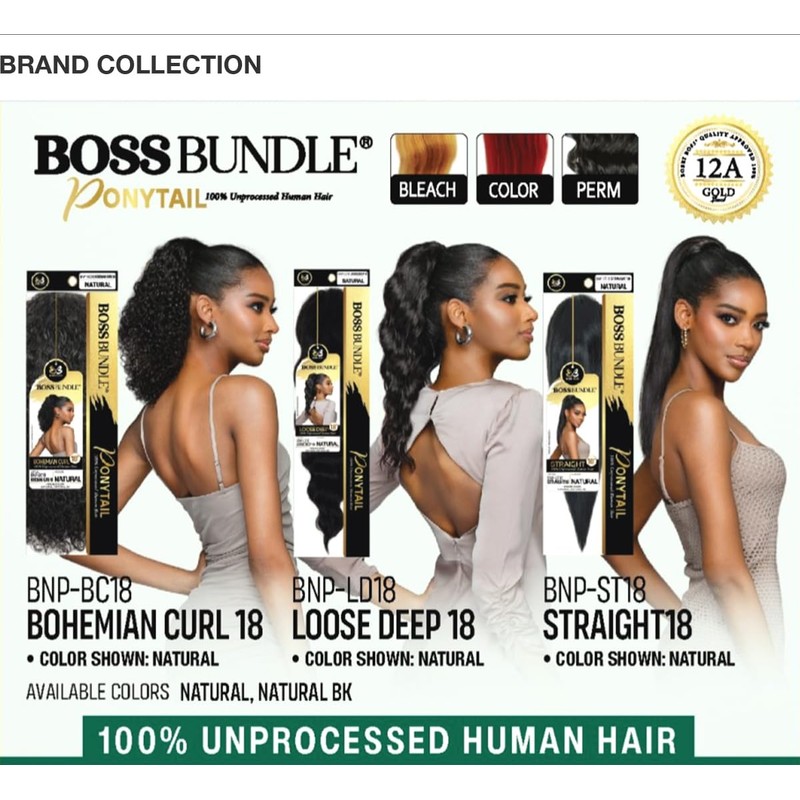 Bobbi Boss Bundle Unprocessed Human Hair Drawstring Ponytail Straight 18"