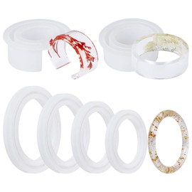 Gartful 6PCS Moldes de Resina para Pulseras Grandes, Molde de Joyería de Silicona Redondo Fuente C para Fundición de Epoxi, Molde de Pulsera de Silicona para Hacer Suministros de Manualidades DIY, 6