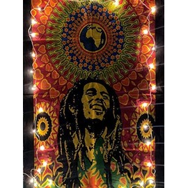 ICC Poster Wall Hanging Tapestries Tapestry Bohemian Decoration Psychedelic Hippie Large Vintage Gift Wall Hanging Dorm Decor Blanket Hippy Rasta Reggie Collage Mat Decoration (Bob Marley Laughing)