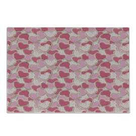 Ambesonne Valentines Cutting Board, Heart Shaped Cookies Surprise Tasty Goodies for Valentines Day, Decorative Tempered Glass Cutting and Serving Board, Small Size, Magenta Pale Pink Pale Brown