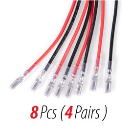 110 Terminal Wires – Mini Spade Quick Connect/Disconnect 0.110" (2.8mm) Female Tabs with Insulated Sleeves – 18 AWG Heavy-Duty Wire – 8 Pieces