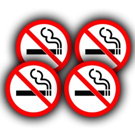 4 Pack - Small - No Smoking Stickers - Vinyl Labels 50mm x 50mm - Car Taxi & Bus No Smoking Decals