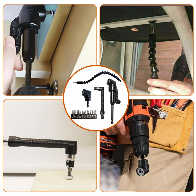 14 Pack Flexible Drill Bit Extensions Set Adapter with Bendy