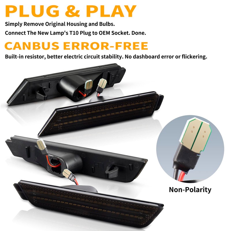 LED Side Marker Lights Front Rear Bumper Fender Marker Lamps