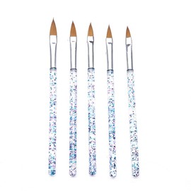 5 Pcs Nail Art Brushes, Nail Art Painting Pen Brushes with Crystal Handle, DIY Nail Art Designs for Home and Salon Use