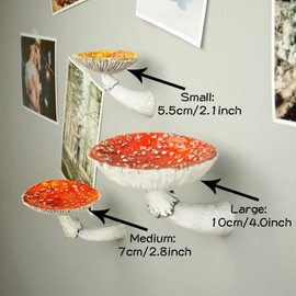 Kunyeah Mushroom Hanging Shelf Wall Floating Shelf Mushroom Shaped Resin Hanging Ornaments Home Decor Wall Storage Shelves for Bedroom Living Room (Large)
