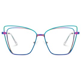 Zeelool Butterfly Glasses Metal Eyewear for Women Blue Light Blocking Glasses Anti Eyestrain Glasses ZJGM139501-04 Iridescent
