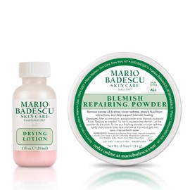 Mario Badescu Drying Lotion & Blemish Repairing Powder Bundle | Fast-Acting Spot Treatment & Oil-Control Powder | With Salicylic Acid, Sulfur, Zinc Oxide | Reduces Redness, Conceals Blemishes