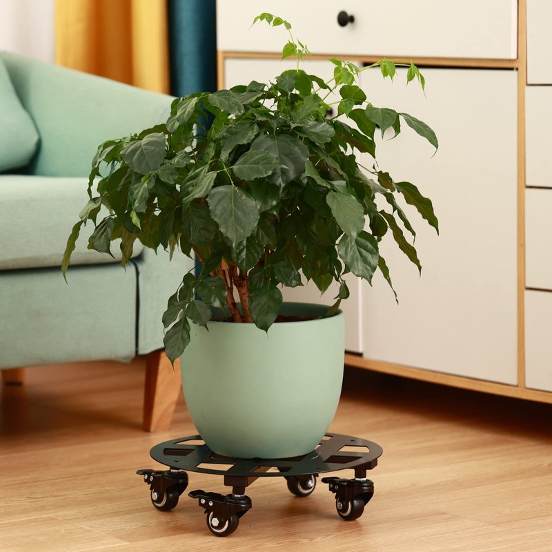 2 Packs Large Metal Plant Caddy with Wheels 13” Heavy-Duty