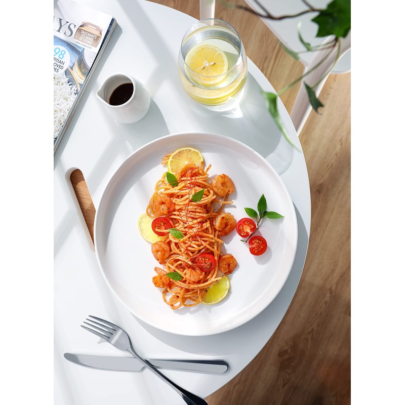 Sweese Porcelain White Dinner Plates Set of 6, 10 Inch