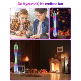 iCubeSmart LEDカントンタワーモデルDIY電子キット、LEDキューブモデルハンドメイドはんだ付けプロジェクトキット、64個のLEDサークル、高さ1メートル(GZT-64)